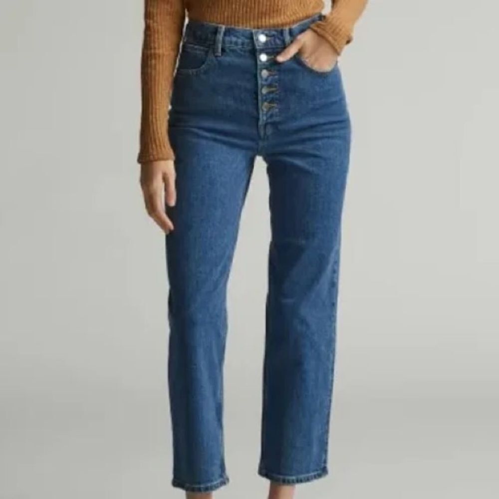 Everlane The Way High Straight Leg Button Front Jeans  28